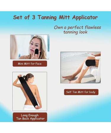 YVOIER Self Tanning Mitt Applicator - Fake Tan Mitt with Inner Elastic Finger Loops Set of 3 Self Tan Mitt Tanning Gloves with Mini Tan Mitt Lotion Applicator for Back for a Natural Streak-Free Look - Buy Online on SooperMarket.com