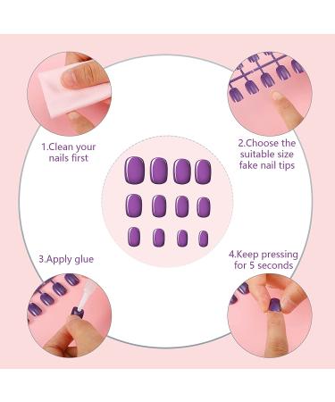 720 Short False Nails Medium Square Coffin Press on Nails Glossy Dark Color - DIY Full Cover Artificial Fake Nails for Women Girls - Buy Online on SooperMarket.com