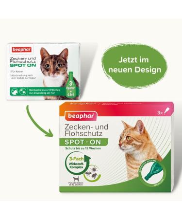Beaphar Tick & Flea Protection Spot-On for Cats | Effective Flea Tick & Mosquito Repellent | 3 Pipets (0.8 ml each) - 12 Weeks Protection - Buy Online on SooperMarket.com