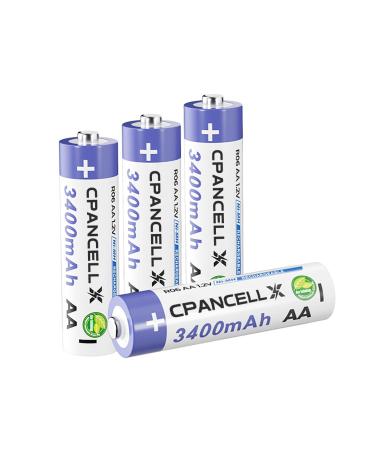 AA Battery Rechargeable 3400mAh AA Rechargeable NiMH Battery (4 Count)