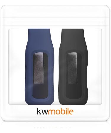 kwmobile 2X Clip Holders Compatible with Fitbit Inspire 3 / Inspire 2 / Ace 3 - Clip-On Holder Replacement Set - Black/Dark Blue black / dark blue - Buy Online on SooperMarket.com