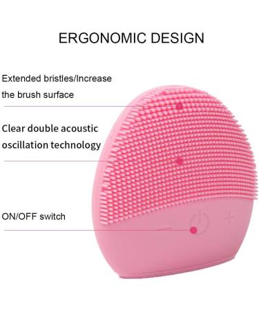 Mini Silicone Facial Cleansing Brush - FEITA Waterproof Silicon Face Cleaner and Electric Masager System for All Skin Types (Pink) - Buy Online on SooperMarket.com
