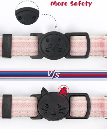 Tagme Personalized Cat Collar with Name & Phone Number - Safe Closure & Bell - Baby Pink Plaid - Perfect for Kittens - Buy Online on SooperMarket.com