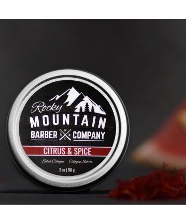 Rocky Mountain Barber Company Solid Cologne for Men Citrus & Spice Scent 2 Oz Size - Made with Coconut Oil Shea Butter - Long-Lasting Scent - Buy Online on SooperMarket.com