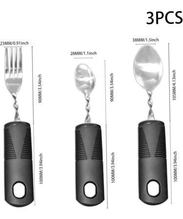 Spoon Adaptive Cutlery 3 Pieces Stainless Steel Mirror Polished Bendable Flexible Portable Curved Cutlery Cutlery with Plastic Non-Slip Handles for People with Disabilities - Buy Online on SooperMarket.com