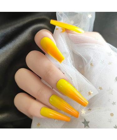 Brishow Coffin Artificial Nails - Long Gradient Ballerina Acrylic Press-On Nails | 24 Pcs for Women & Girls - Buy Online on SooperMarket.com