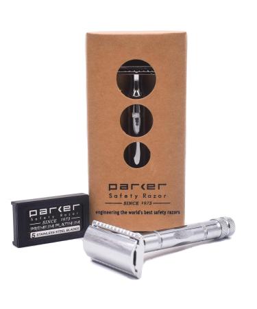 Buy Parker 89R Safety Razor Set - Chrome Plated Brass Handle & 5 Double Edge Blades | Worldwide Shipping - Buy Online on SooperMarket.com