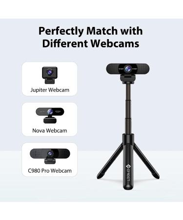EMEET Professional Webcam Mini Tripod - Portable & Lightweight | Adjustable Height 5.7-12.2 in | Stable Use | Universal Compatible - Buy Online on SooperMarket.com