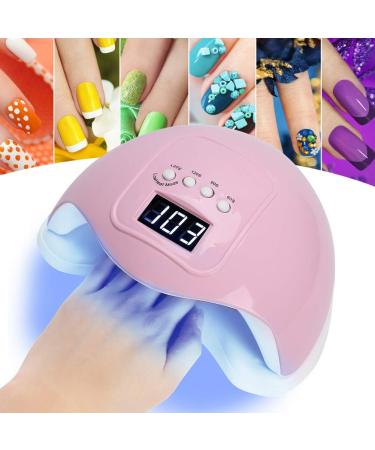 48W UV LED Nail Lamp for Gel Nails Polish | Professional Salon Curing Light with 4 Timer Settings and Sensor | Pink - Buy Online on SooperMarket.com