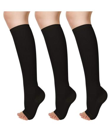 Evolyline 3 couple compression stockings women men medical open lace stockings support stockings compression socks graded thrombosis socks for sports reduce leg pain varicose veins black s-m