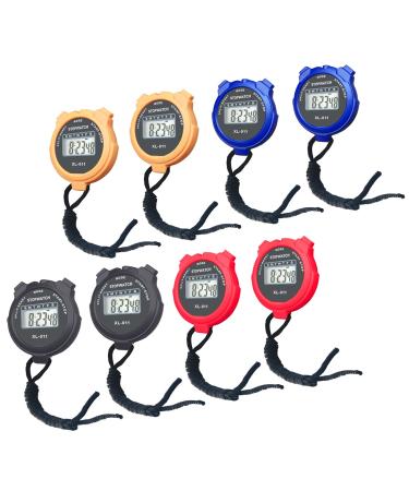 BESTWYA Digital Stopwatch Large Screen Handheld Count Up Timer with Time Calendar Clock Function (B Pack of 8)