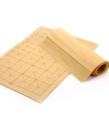 Teagas Chinese Calligraphy Brush Ink Writing Grid Sumi Paper/Xuan Paper/Rice Paper for Chinese Calligraphy Brush Writing Sumi Set 25.5 x 14.9 In