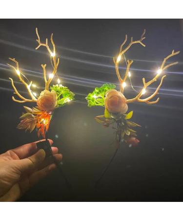 Prosy LED Flower Light up Antlers Headbands Glowing Butterfly Headband Christmas Hair Bands Party Decorative for Women and Girls Multicolor 7 - Buy Online on SooperMarket.com
