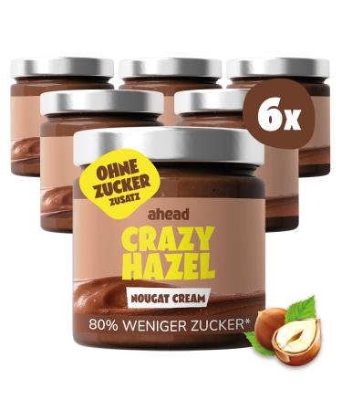 Ahead Crazy Hazel |6 x 200g hazelnut cream without added sugar |Super delicious chocolate spread with 80% less sugar* |Without palm oil gluten -free & vegetarian |Low-sugar spread chocolate cream chocolate-hazelnut 1.2 kg (1 Pack)