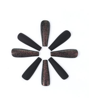 Handcess Halloween Coffin Fingernails - Matte Extra Long Black Acrylic Ballerina Press-On Nails for Women & Girls - 24 Pieces - Buy Online on SooperMarket.com