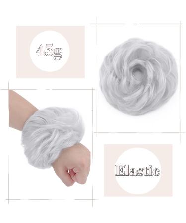 Silver Grey Messy Hair Bun Ponytail Extension Scrunchie for Women - 45g - Buy Online on SooperMarket.com