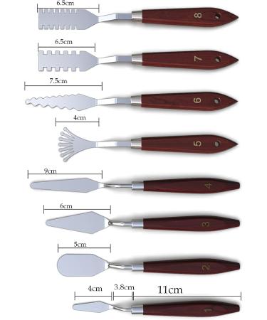 8 Pack Stainless Steel Painting Knife Set with Wood Handle - Professional Palette Knives Spatula for Oil Paint Canvas Artists Beginners - Buy Online on SooperMarket.com