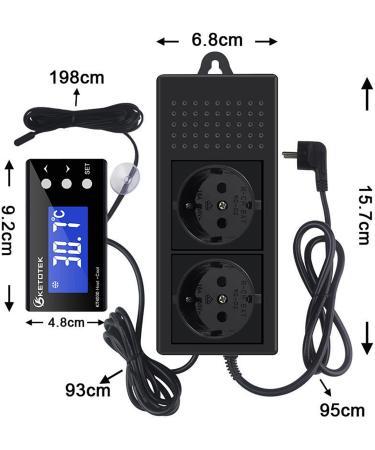KetoTek KT4000 Digital Thermostat Socket 230V - Waterproof Sensor for Aquarium & Greenhouse Heating/Cooling - Buy Online on SooperMarket.com