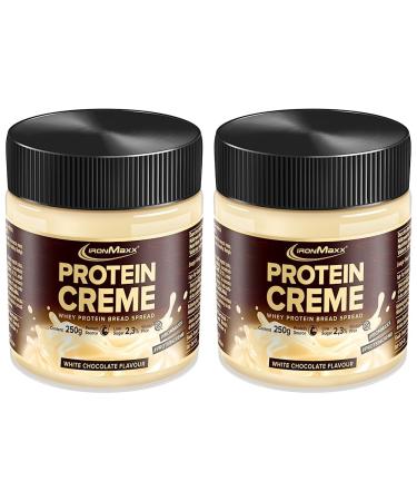 Ironmaxx Protein Creme - White Chocolate 250g Glass |Creamy high protein bread spread |Low carb low sugar suitable for a healthy diet (pack with 2)