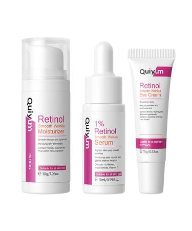 Retinol Skin Care Set Age Defying Skincare 3PC Skin Care For Anti-Aging Skin Firming Dark Spot Remover For Face Face Cream Eye Cream Face Serum Set 01