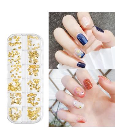 WEILUSI 3D Nail Art Steel Studs Summer Metal Charms - Ocean Mix Shapes Gold Studs for Women DIY Manicure Decor 1Box - Buy Online on SooperMarket.com