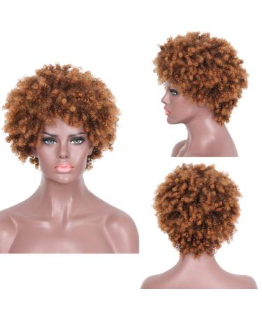 SHIYID Short Blonde Curly Synthetic Wig for Women - Heat Resistant Brown Kindy Curly Hair | Perfect African American Hair Solution - Buy Online on SooperMarket.com