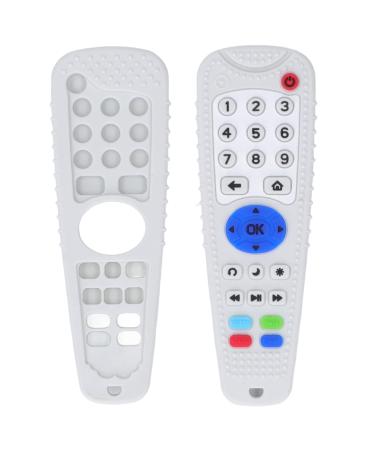 Baby Teether Simulation Remote Control Soft Silicone Teething Toy for Babies (Beige White)