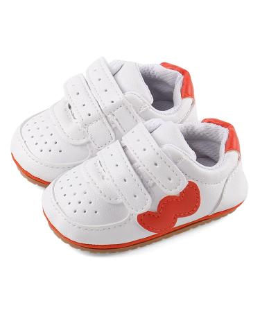 Cheerful Mario Baby Boys Girls First Walking Shoes Infant Prewalkers Pram Shoes Soft PU Leather Anti Slip Sole 6-12 Months W Orange