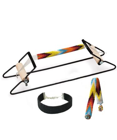 2Pcs Frame Beading Loom Kit for Beaded Bracelets Earrings Belts Making, Bead Loom, Metal Bead Loom Kit Wood Bead Loom Beading Loom for Weaving Bracelet Necklace and DIY Crafts Hand Knitting Machine