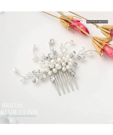 Easedaily Silver Rhinestone Bridal Hair Comb - Wedding Hair Accessory for Women - Buy Online on SooperMarket.com