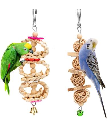 8 Pack Natural Wood Bell Bird Swing Toy for Parrots and Small Birds - Buy Online on SooperMarket.com