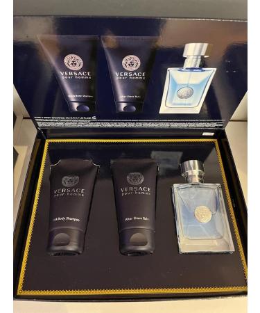 Versace Pour Homme for Men - 3 Pc Gift Set 1.7oz EDT Spray 1.7oz Hair and Body Shampoo 1.7oz After Shave Balm 5.1 Fl Oz (Pack of 1) - Buy Online on SooperMarket.com