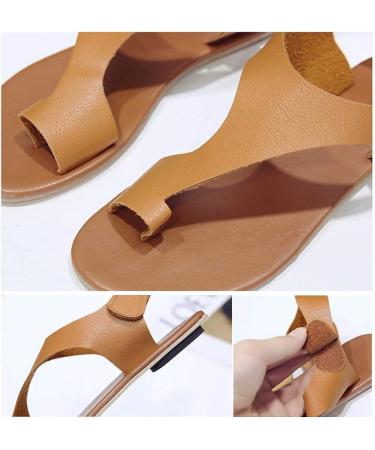 Bunion Corrector Women's Soft PU Leather Flat Sandals - Khaki (EU 35-43) | Comfortable & Therapeutic Design - Buy Online on SooperMarket.com