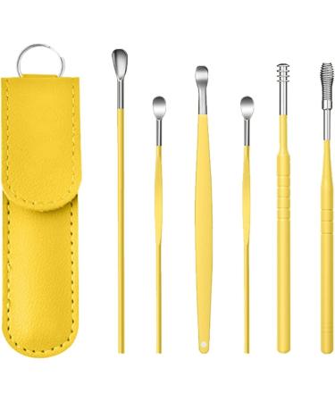 HEIMEABI Spring Earwax Cleaner Tool Set | 6Pcs 360 Spiral Design | Ear Wax Removal Kit with Storage Bag | Self Care Gifts - Yellow One Size - Buy Online on SooperMarket.com