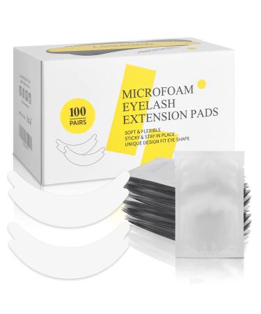 LASHVIEW 100 Pairs Eye Pads Lash Extensions, Under Eye Pads Kit for Eyelash Extension, Microfoam Eye Pads, Lash Extension Lint Free, Fit Most Eye Shape, Stick Well,Hypoallergenic,Waterproof