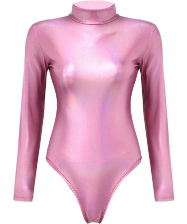 Buy Women's Metallic Liquid Glossy Long Arm Dance Leotard | Stylish Black Jumpsuit for Ballet & Gymnastics - International Shipping Available - Buy Online on SooperMarket.com
