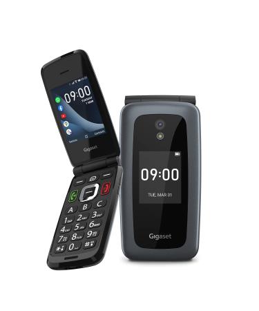 Gigaset GL7 - Internet-ready mobile phone with SOS function - easy to use with large buttons and WLAN - Bluetooth hearing aid compatible - WhatsApp button - foldable phone without contract black