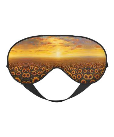 SSIMOO Sunflower Field Sunset Sea of Flowers Soft Sleep Eye Mask Female Breathable Eye Patch Perfect for Travel and Relaxation Black