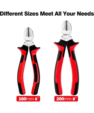Sharp-Tec 2-Piece Wire Cutters Pliers Set - Professional Diagonal Cutting Pliers - Anti-Slip Handle - 160mm & 200mm - Side Cutters Nippers - Diagonal Pliers Set - Buy Online on SooperMarket.com