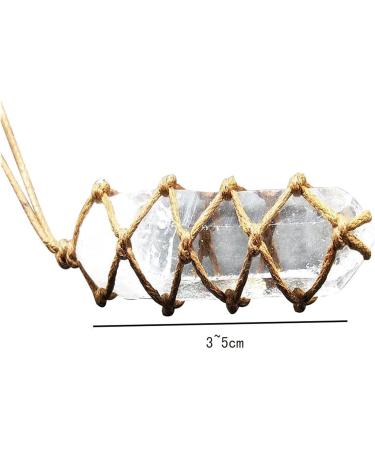 Natural Crystal Rough Natural Crystal Rough Natural White Amethyst Quartz Crystal Column Pendant Stone Reiki Hangings Craft with Weave Rope - Buy Online on SooperMarket.com