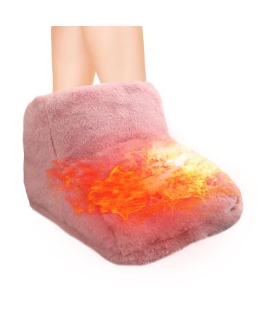 Vesone USB foot warmers |Full size thickened comfortable foot warmers soft heated slippers for home at work winter gifts pink