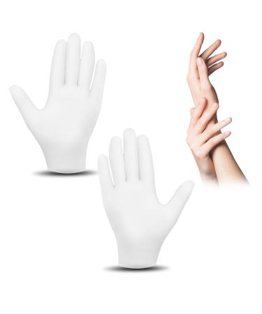Silicone Moisturizing Gloves Reusable Hand Care Gloves Spa Gel Hydrating Gloves for Women Men Repairing Dry Cracked Softening Rough Skins Calluses (1Pair-White)