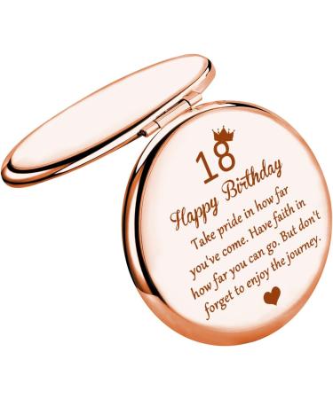 BNQL 18 Birthday Mirror - Happy 18th Birthday Gifts for Her - Turning 18th Inspirational Gifts - 2-Sided Mirror 1x 2x Magnification (Rose Gold) - Buy Online on SooperMarket.com