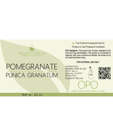 Buy Organic Pomegranate Seed Oil - 16 oz Cold Pressed & Unrefined Extra Virgin Rich in Antioxidants for Skin Hair & Nails - Pure Organic Oil - Buy Online on SooperMarket.com