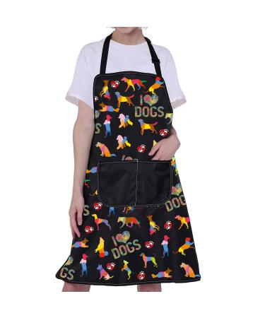 BNQL dog care apron cute dog chest puppies dog waterproof apron dog cooking apron dog trainer groomer gifts dogs make me happy dogs me happy apron