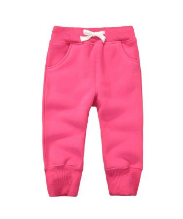 CuteOn Unisex Kids Elastic Waist Cotton Warm Trousers Baby Pants Bottoms 1-5Years 5 Years Rose Red