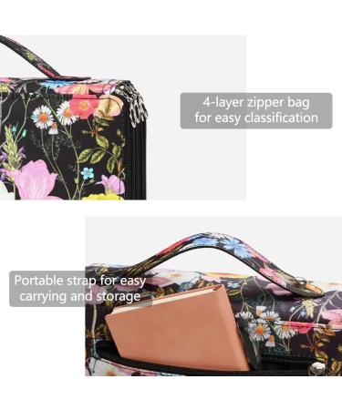 YZK 200 Slots Colored Pencil Case-Twill Oxford Pencil Holder with Zipper Closure Colored Pencil Orangizer for Watercolor Pens or Makers Large Capacity Pencil Case for Artist or Student (Black Flower) A Black Flower 200 Slots - Buy Online on SooperMarket.com
