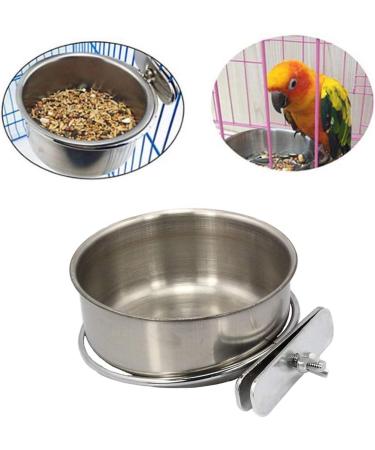 PINVNBY Stainless Steel Parrot Feeding Cups - Pack of 2 | Bird Food Dish with Clamp Holder for Cockatiel Conure Budgies Parakeet Macaw Chinchilla - Buy Online on SooperMarket.com