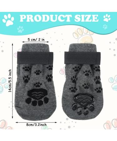 Anti Slip Dog Socks with Adjustable Strap for Indoor Traction Control - Black/Gray S (8 Pieces) - Buy Online on SooperMarket.com