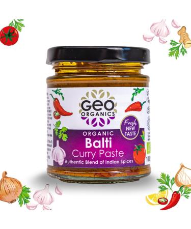 Geo Organics Balti Curry Paste | Organic Curry Paste | 180G | Serves 4 | Vegan Friendly | Authentic Restaurant Recipe Base Pack of 1 Balti Curry Paste 180g (Pack of 1) - Buy Online on SooperMarket.com